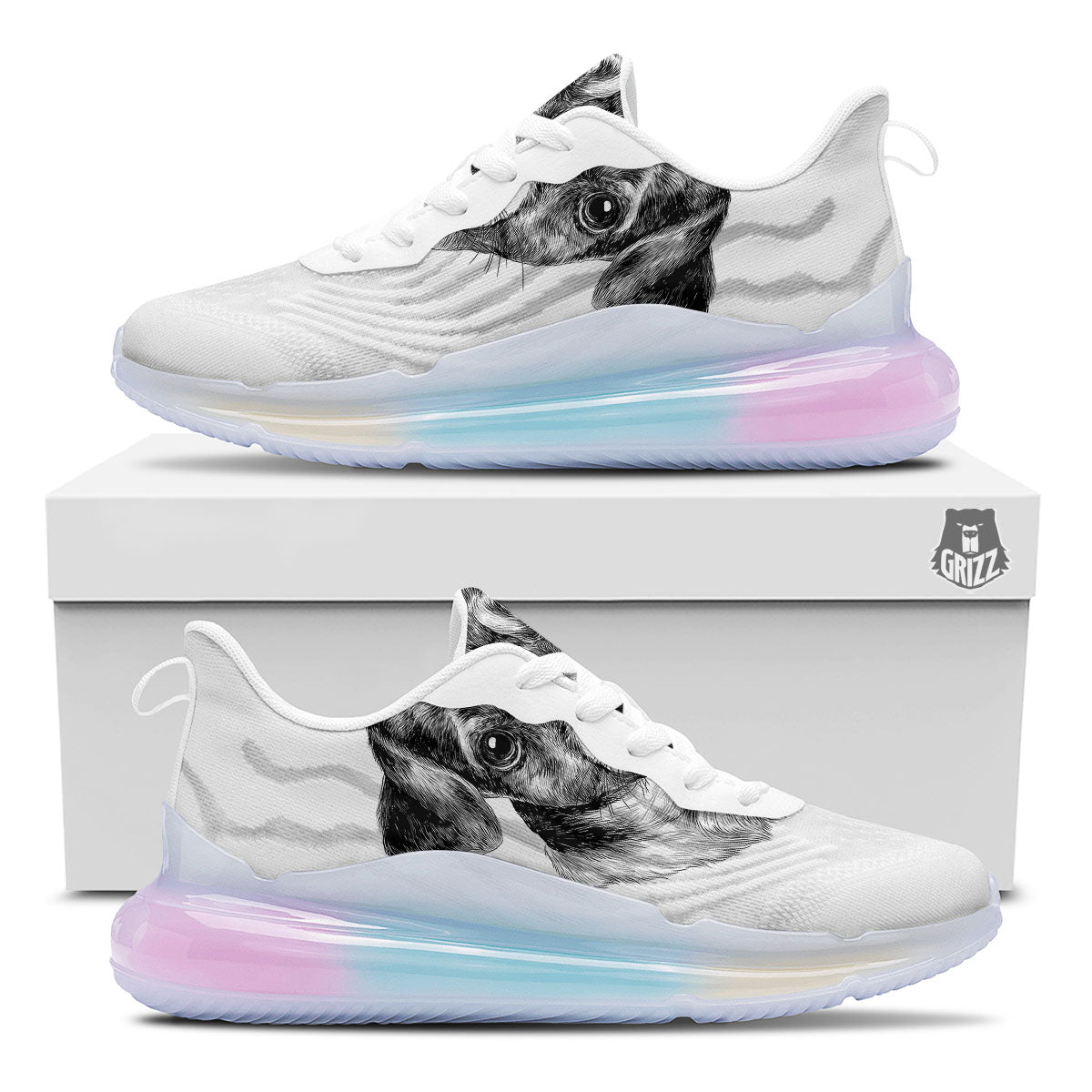 Jack Russell Terrier Drawing Print Running Sneakers-grizzshop