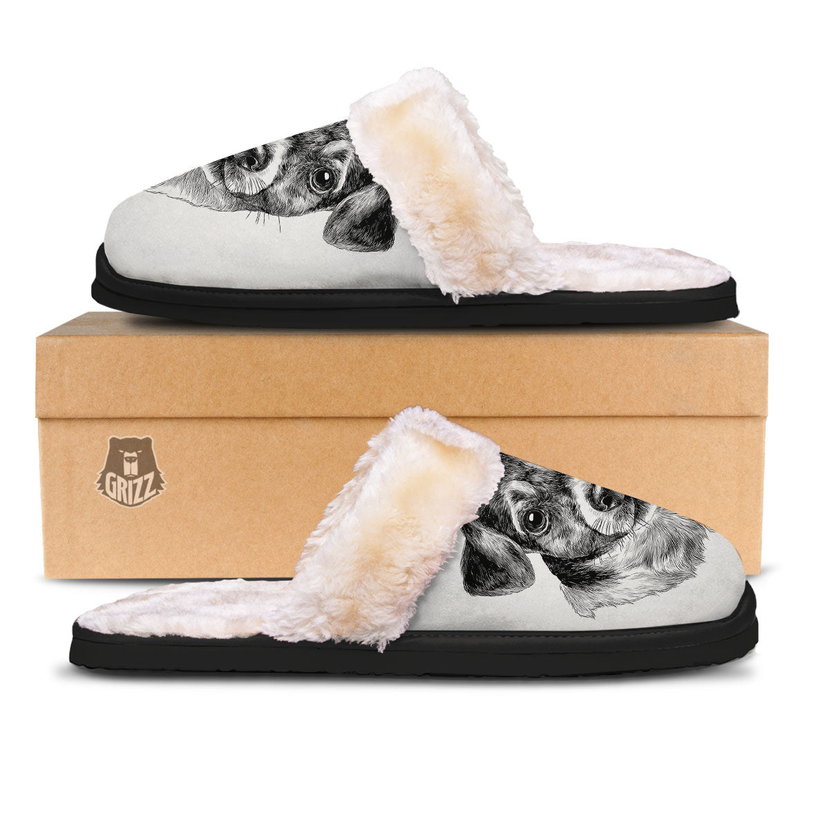 Jack Russell Terrier Drawing Print Slippers-grizzshop