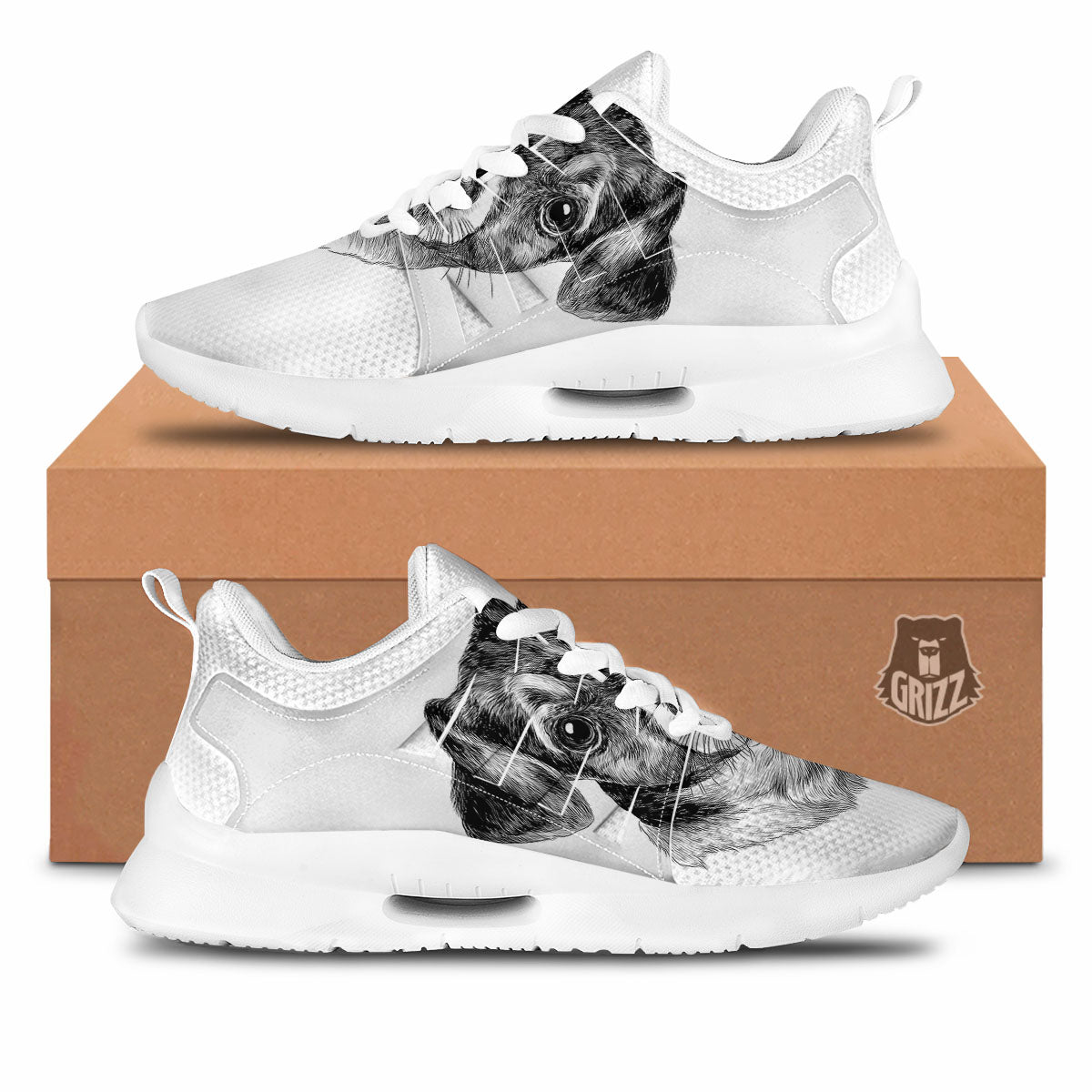 Jack Russell Terrier Drawing Print Tennis Shoes-grizzshop