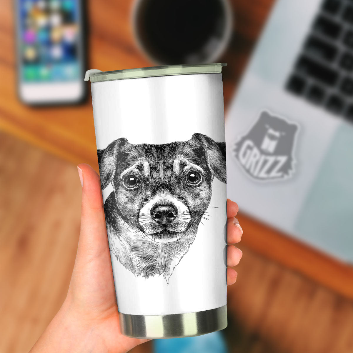 Jack Russell Terrier Drawing Print Tumbler-grizzshop