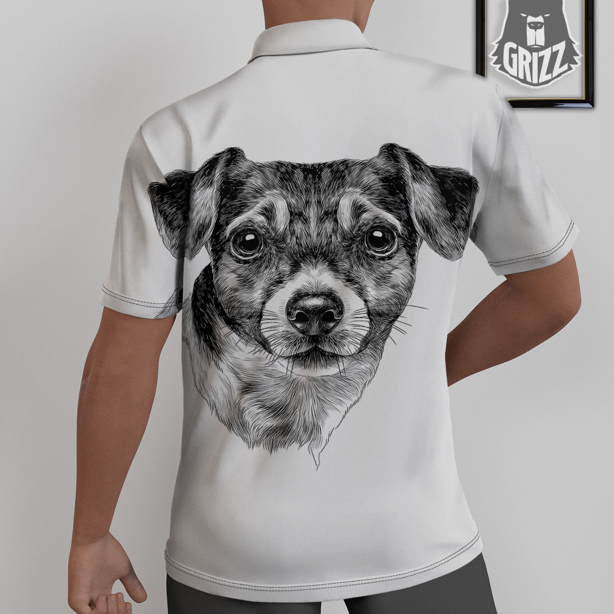 Jack Russell Terrier Drawing Print Untucked Shirts-grizzshop
