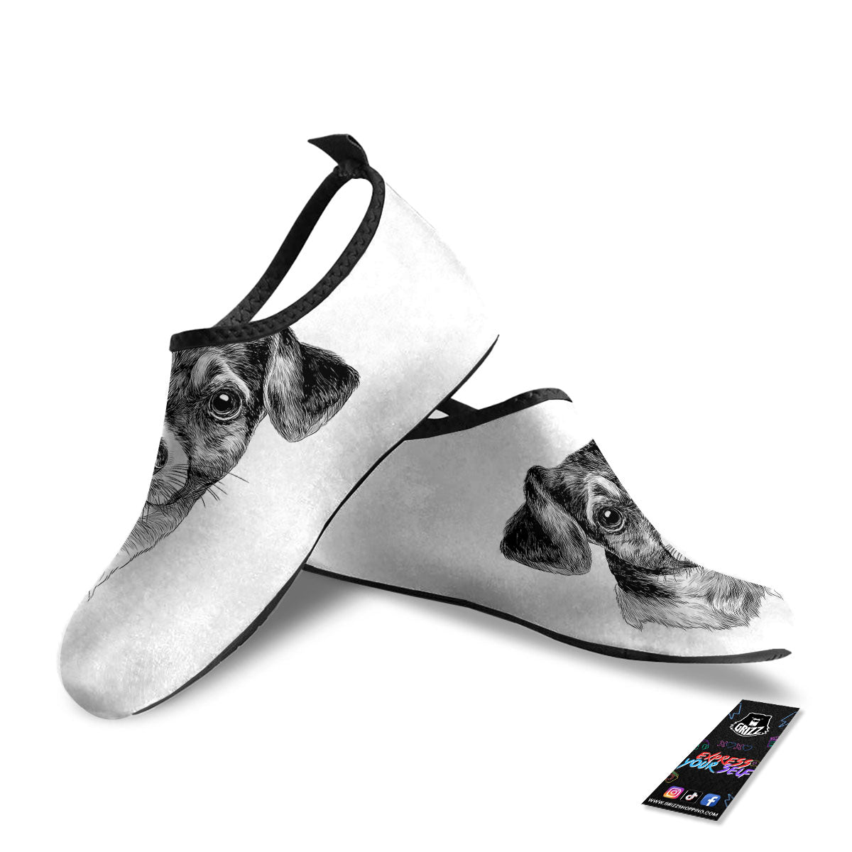 Jack Russell Terrier Drawing Print Water Shoes-grizzshop