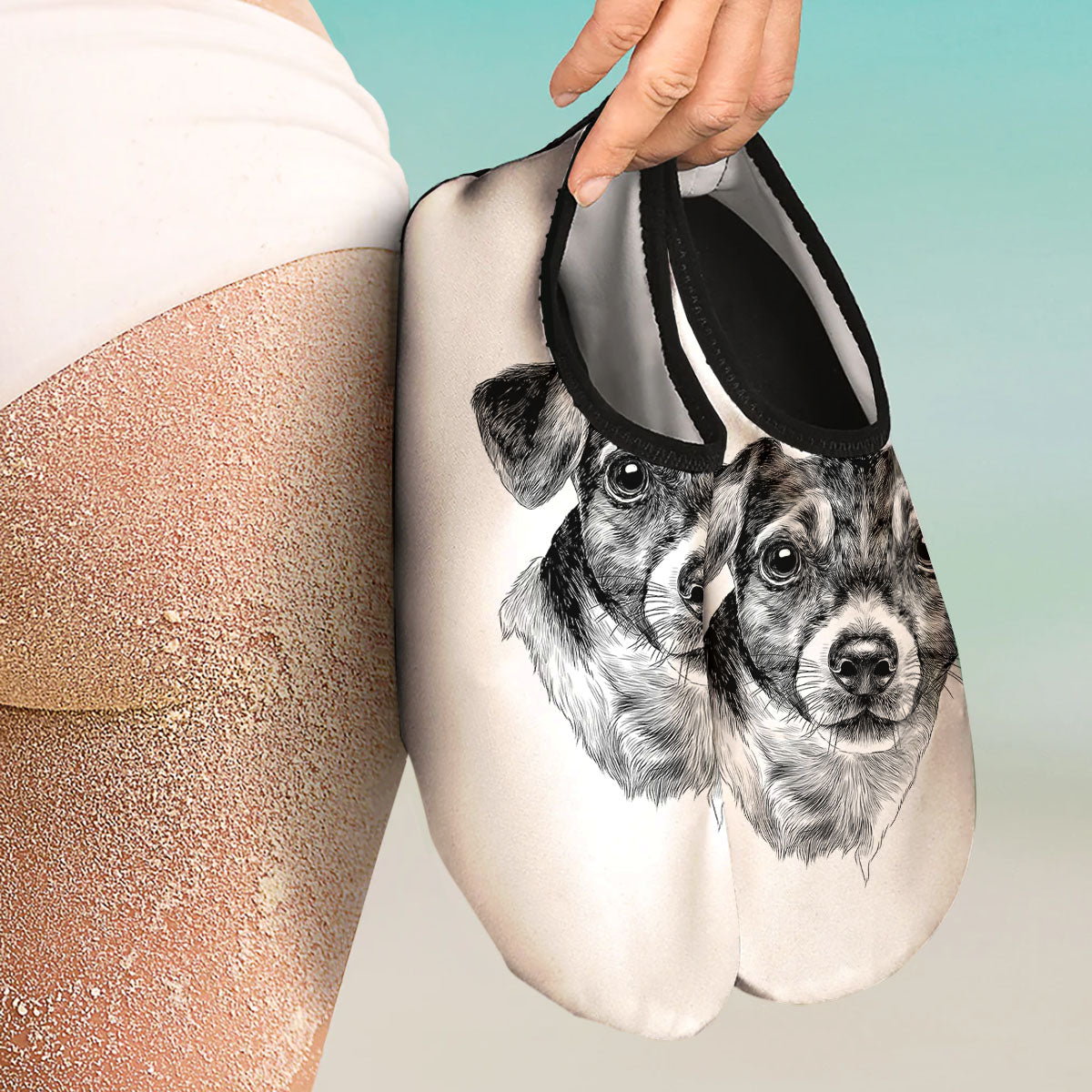 Jack Russell Terrier Drawing Print Water Shoes-grizzshop