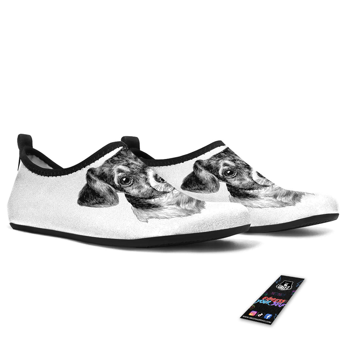 Jack Russell Terrier Drawing Print Water Shoes-grizzshop