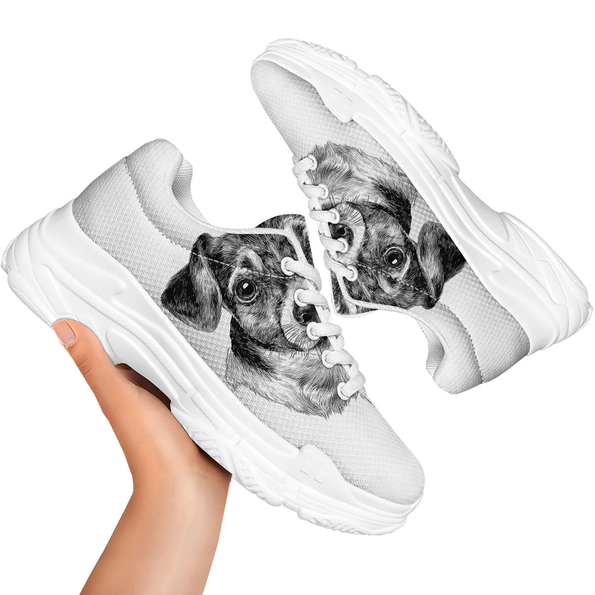 Jack Russell Terrier Drawing Print White Chunky Shoes-grizzshop
