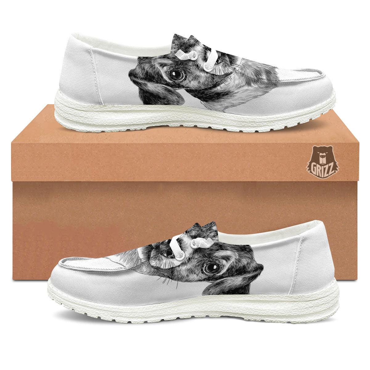 Jack Russell Terrier Drawing Print White Loafers-grizzshop