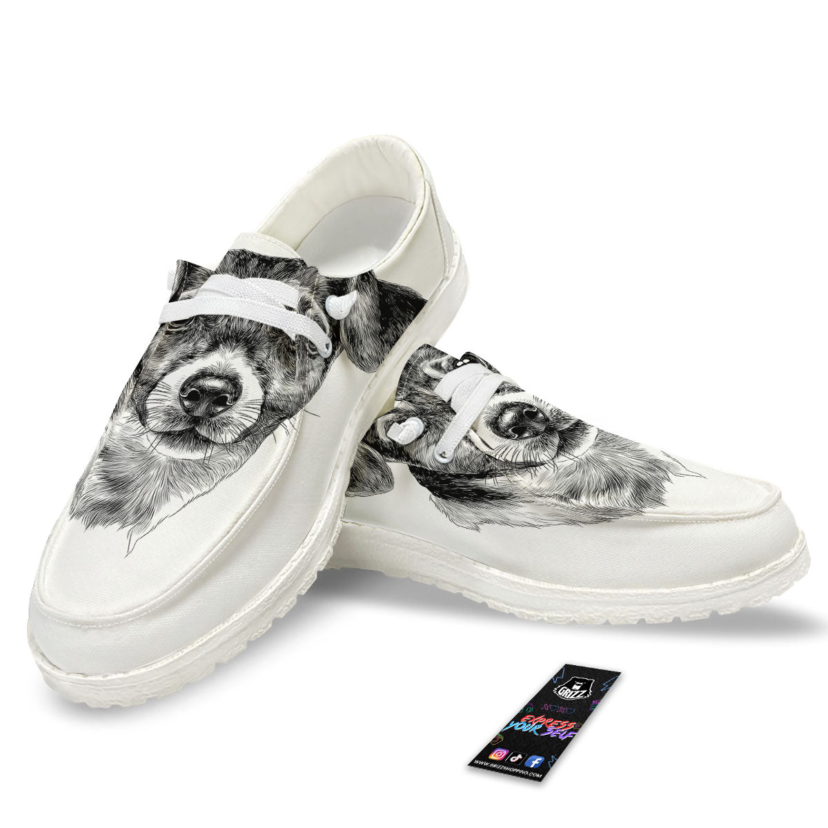 Jack Russell Terrier Drawing Print White Loafers-grizzshop