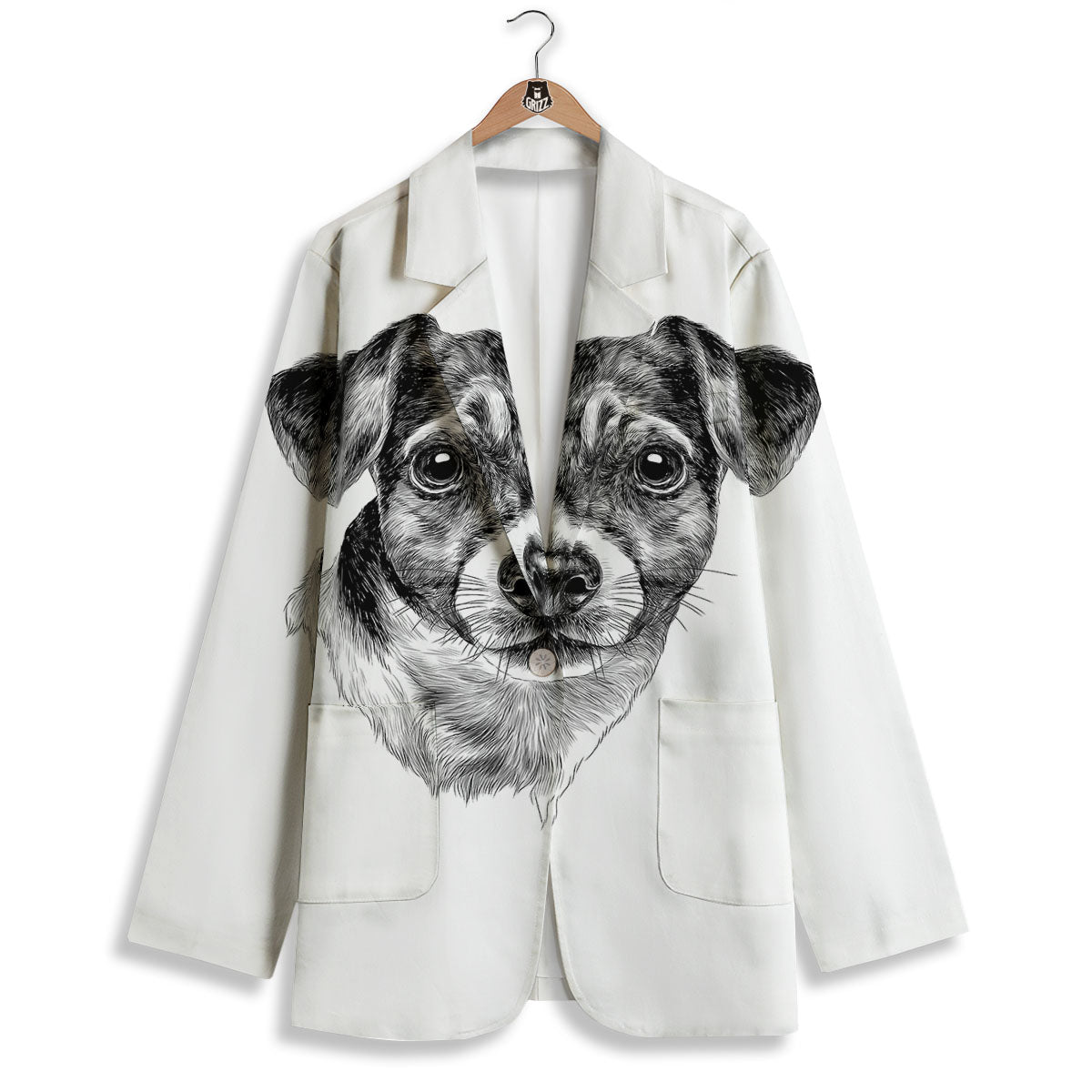 Jack Russell Terrier Drawing Print Women's Blazer-grizzshop