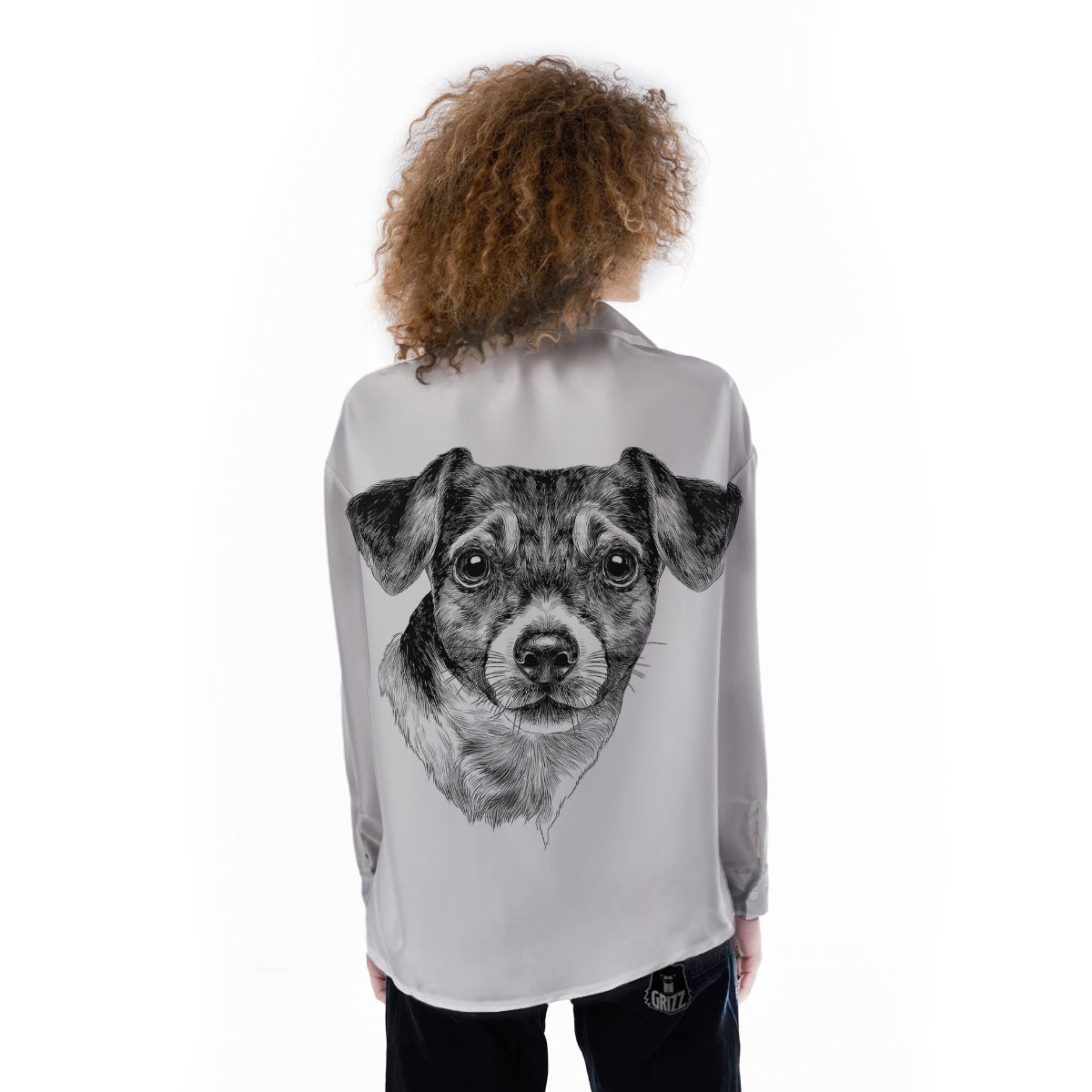 Jack Russell Terrier Drawing Print Women's Long Sleeve Shirts-grizzshop