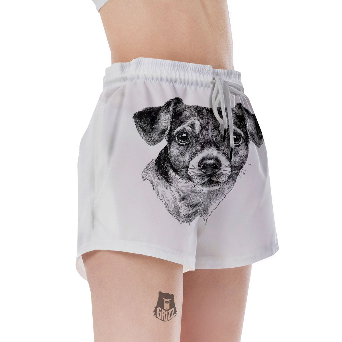 Jack Russell Terrier Drawing Print Women's Shorts-grizzshop