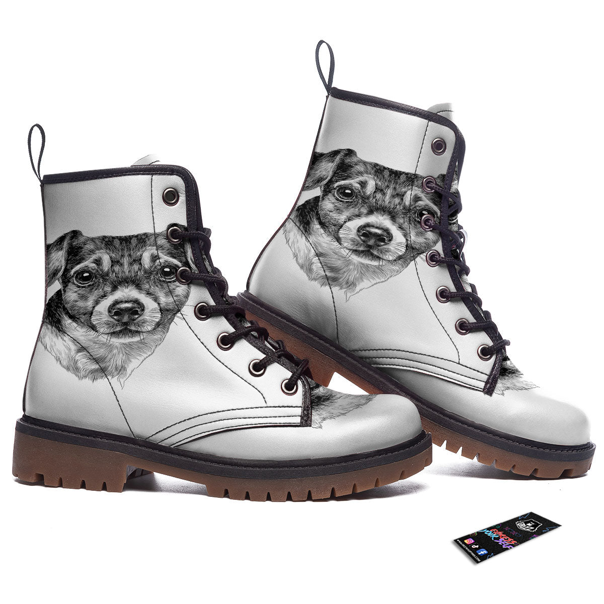 Jack Russell Terrier Drawing Print Work Boots-grizzshop