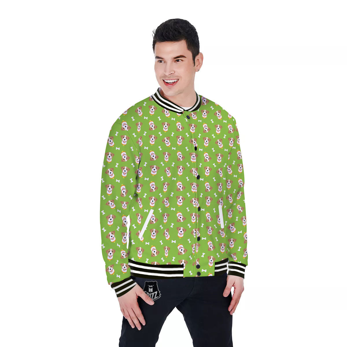 Jack Russell Terrier Happy Print Pattern Baseball Jacket-grizzshop
