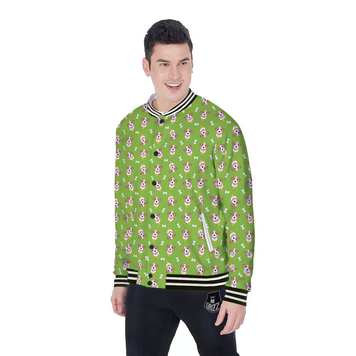 Jack Russell Terrier Happy Print Pattern Baseball Jacket-grizzshop