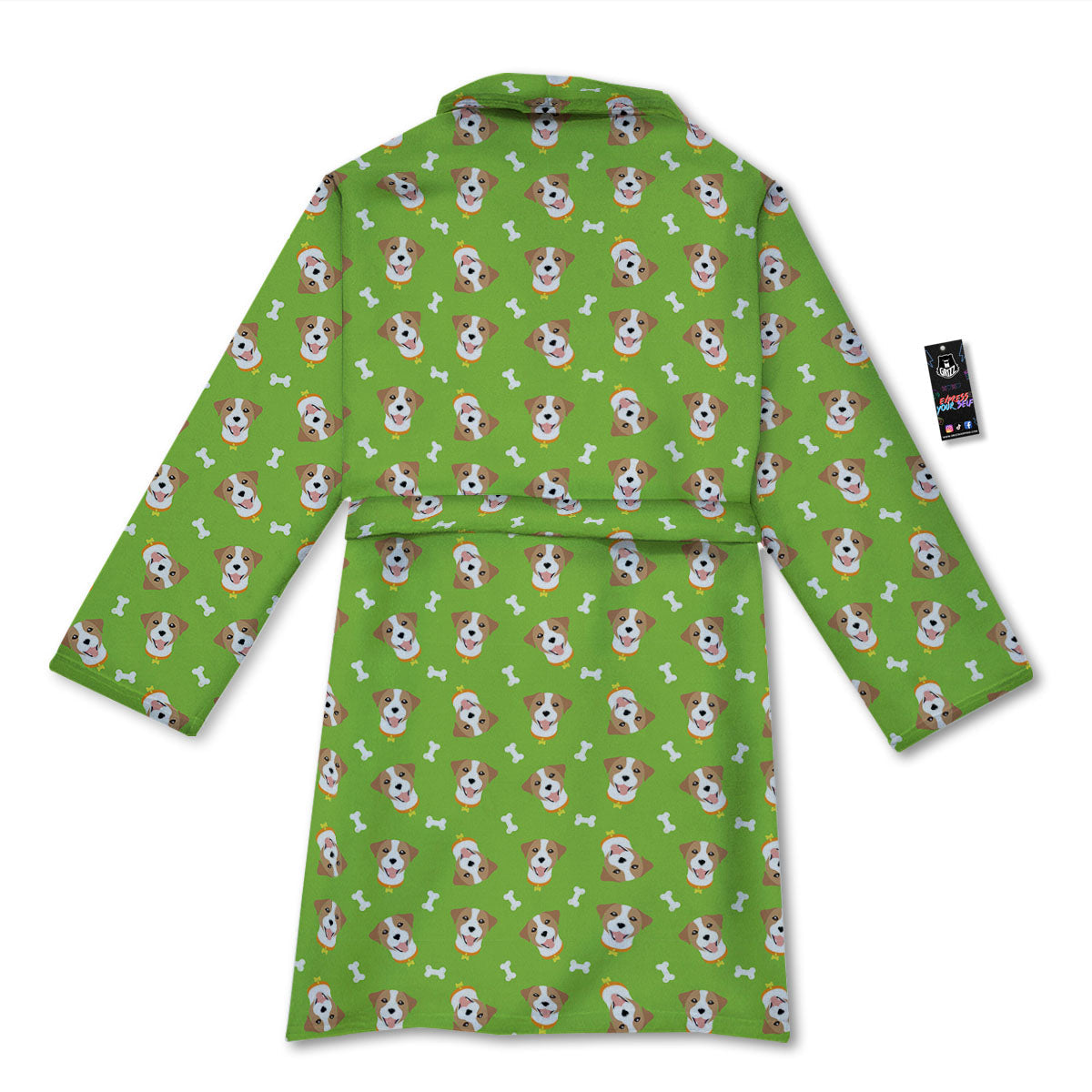 Jack Russell Terrier Happy Print Pattern Bathrobe-grizzshop