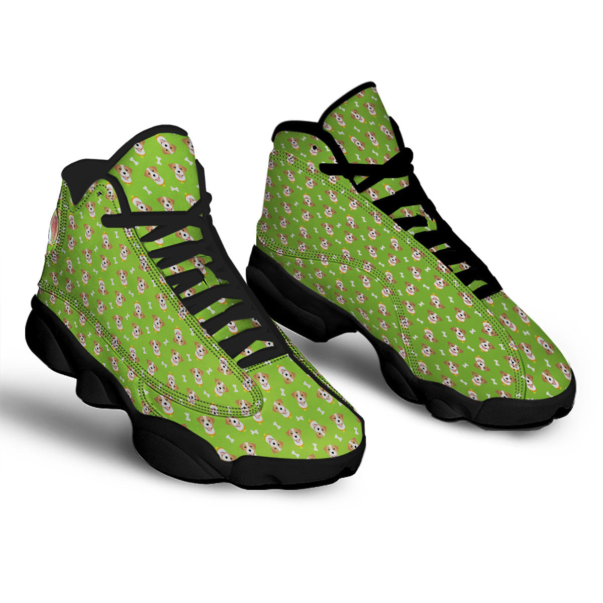 Jack Russell Terrier Happy Print Pattern Black Basketball Shoes-grizzshop