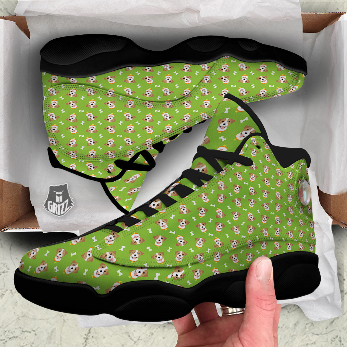 Jack Russell Terrier Happy Print Pattern Black Basketball Shoes-grizzshop