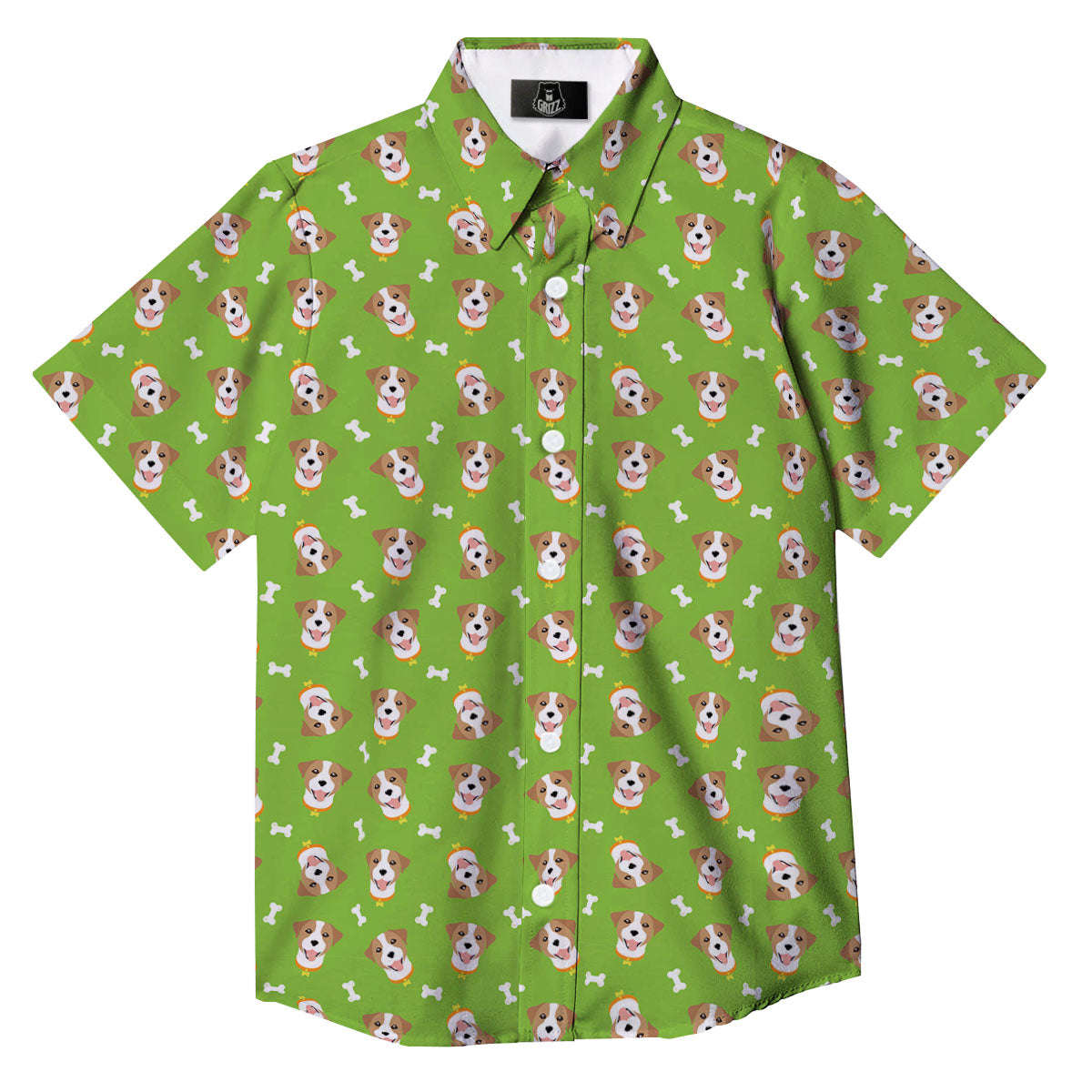 Jack Russell Terrier Happy Print Pattern Button Up Shirt-grizzshop