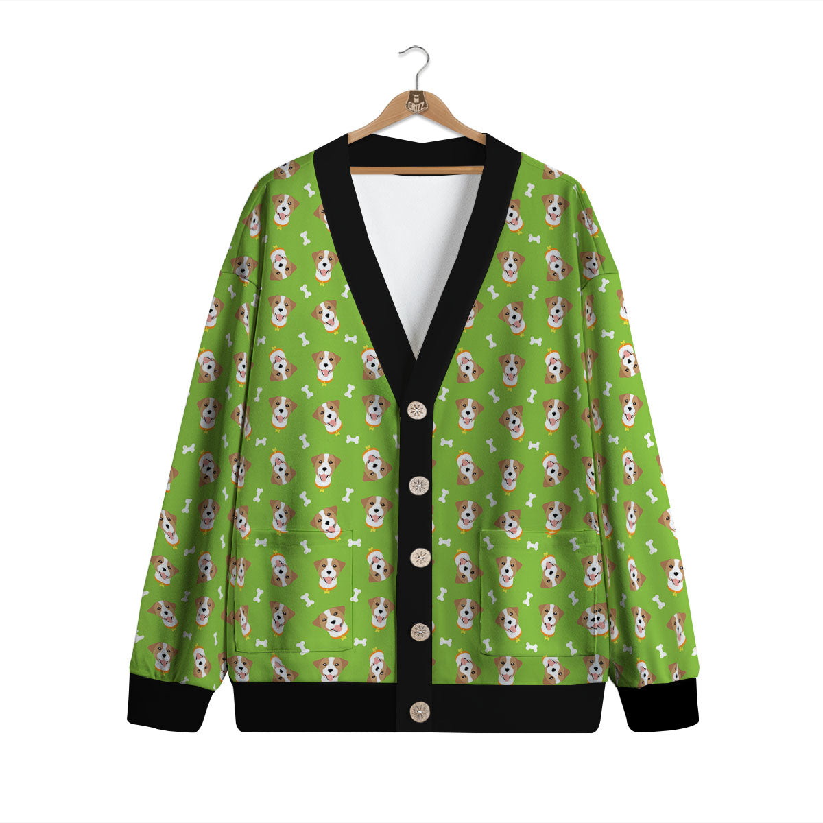 Jack Russell Terrier Happy Print Pattern Cardigan-grizzshop