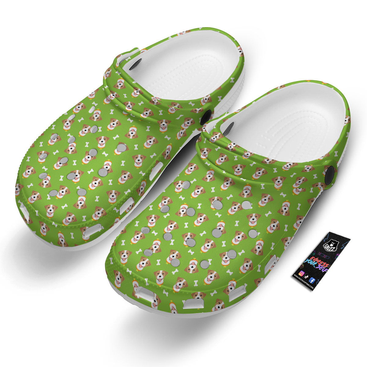 Jack Russell Terrier Happy Print Pattern Clog-grizzshop