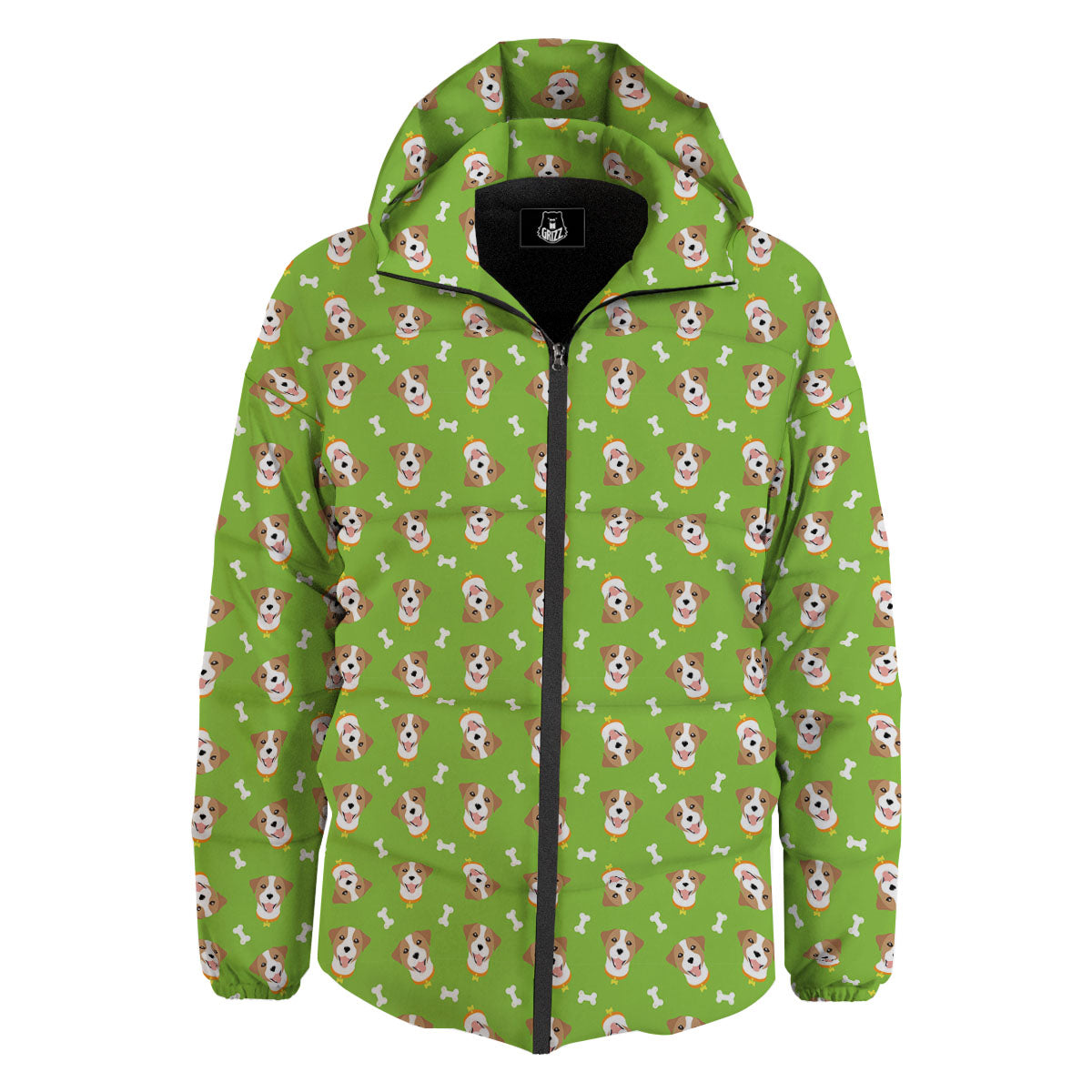 Jack Russell Terrier Happy Print Pattern Down Jacket-grizzshop