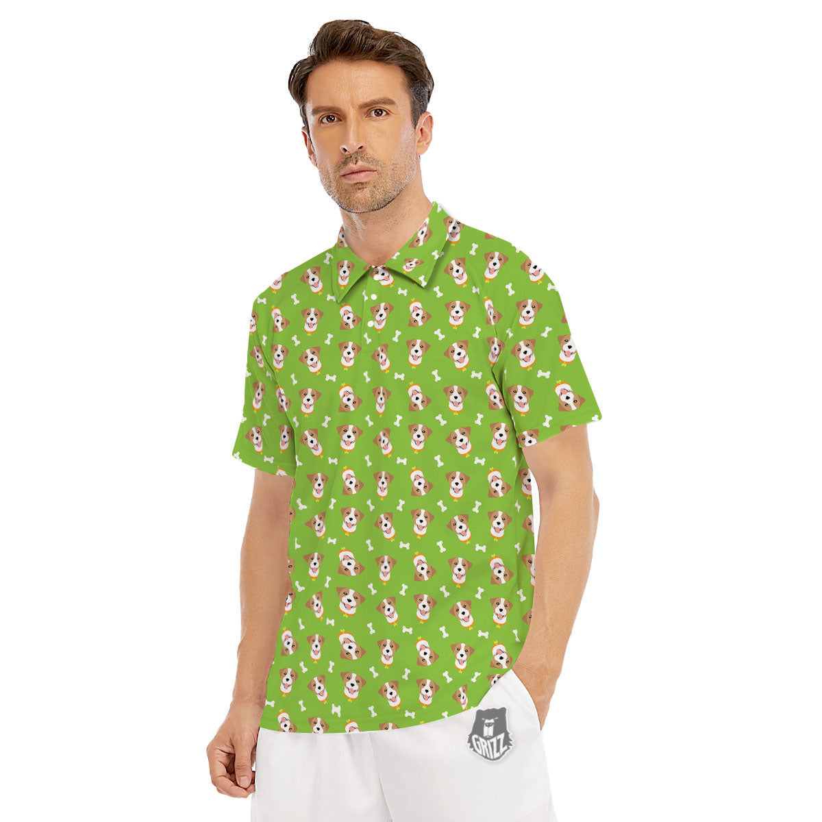 Jack Russell Terrier Happy Print Pattern Men's Golf Shirts-grizzshop