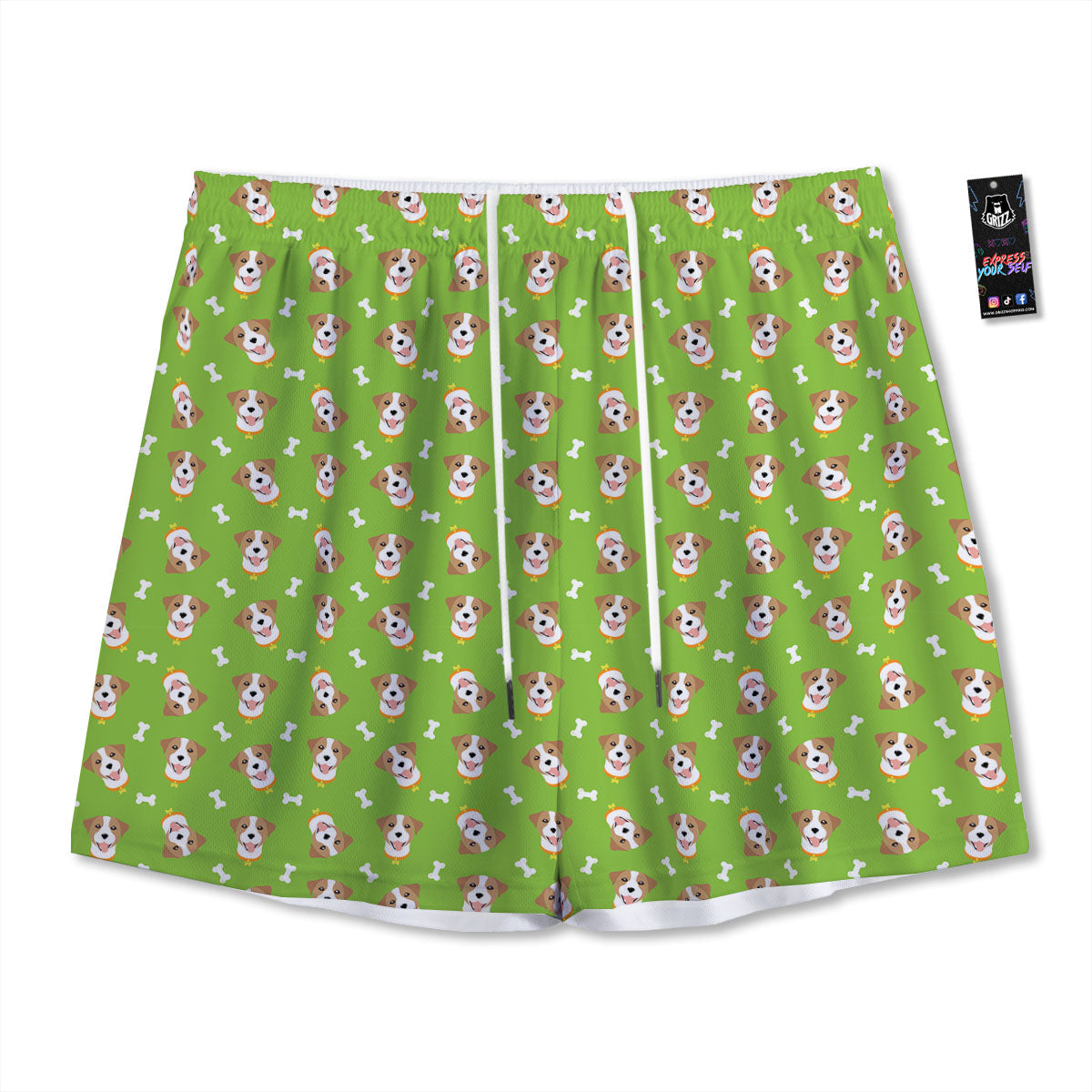 Jack Russell Terrier Happy Print Pattern Mesh Shorts