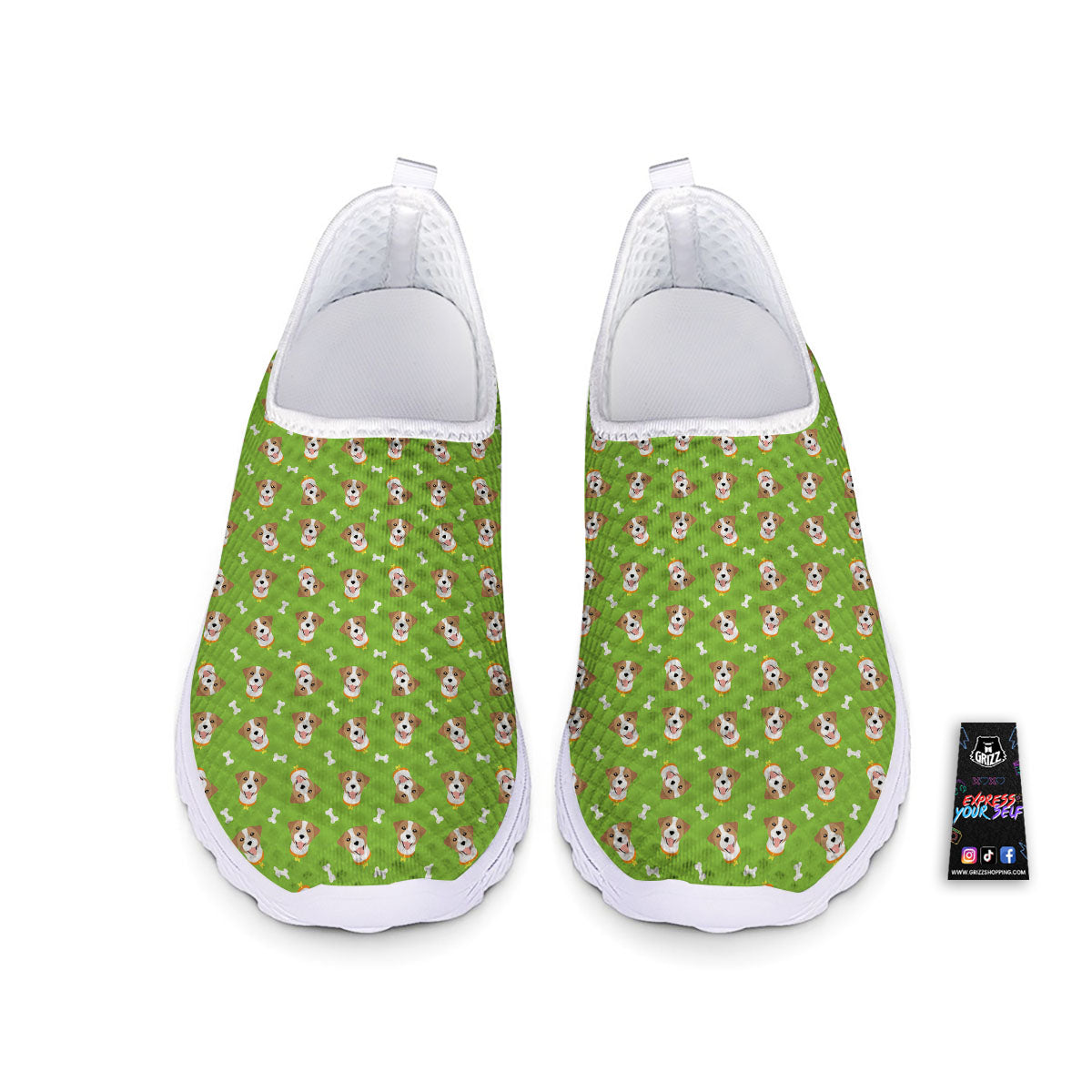 Jack Russell Terrier Happy Print Pattern Nurse Shoes-grizzshop