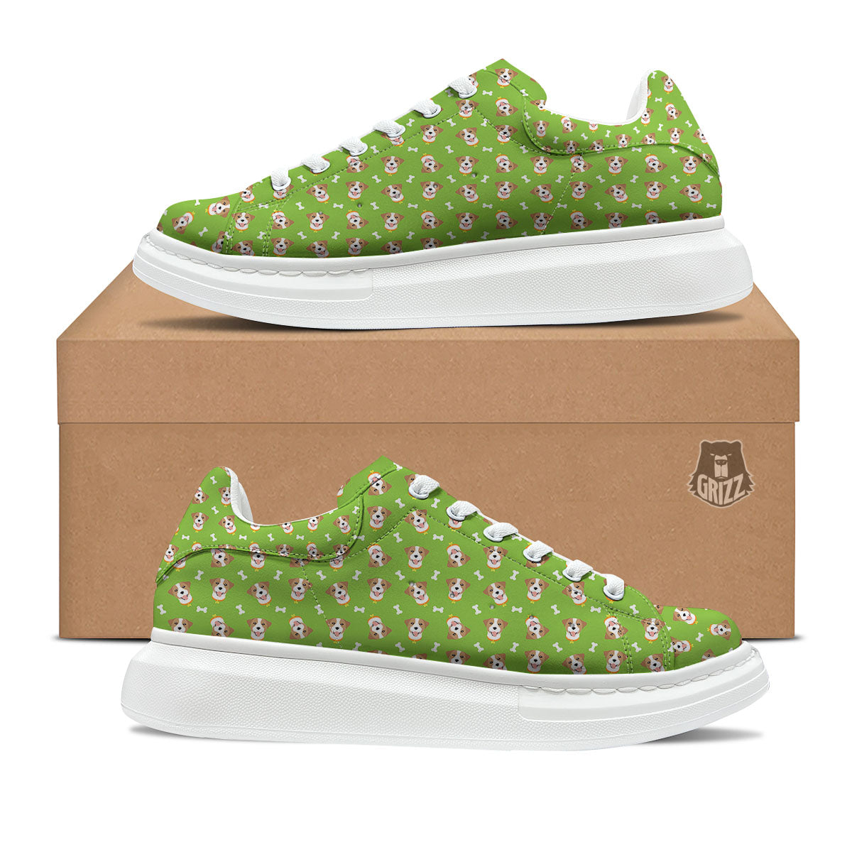 Jack Russell Terrier Happy Print Pattern Platform Shoes-grizzshop