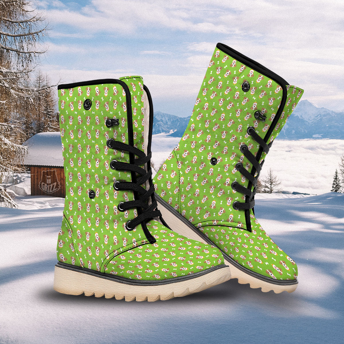 Jack Russell Terrier Happy Print Pattern Snow Boots-grizzshop