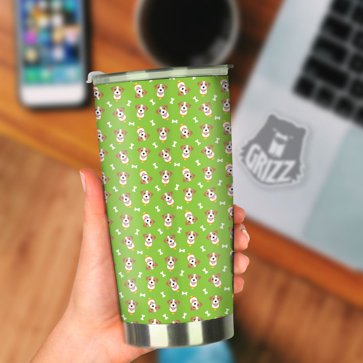 Jack Russell Terrier Happy Print Pattern Tumbler-grizzshop