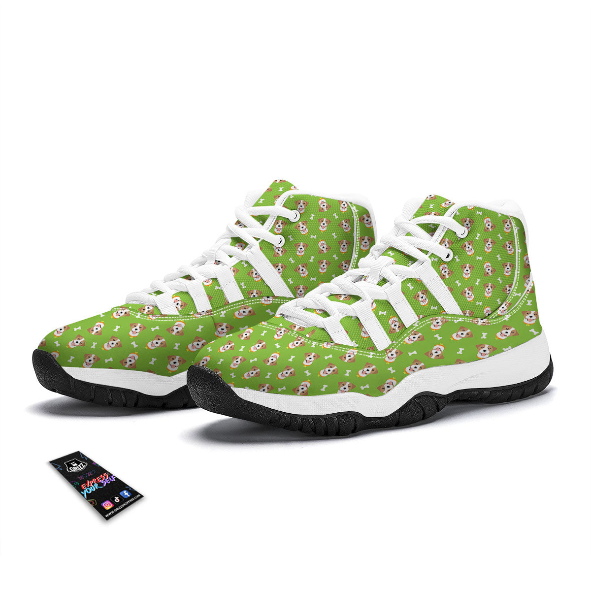 Jack Russell Terrier Happy Print Pattern White Bball Shoes-grizzshop