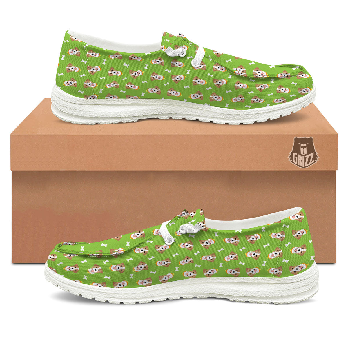 Jack Russell Terrier Happy Print Pattern White Loafers-grizzshop