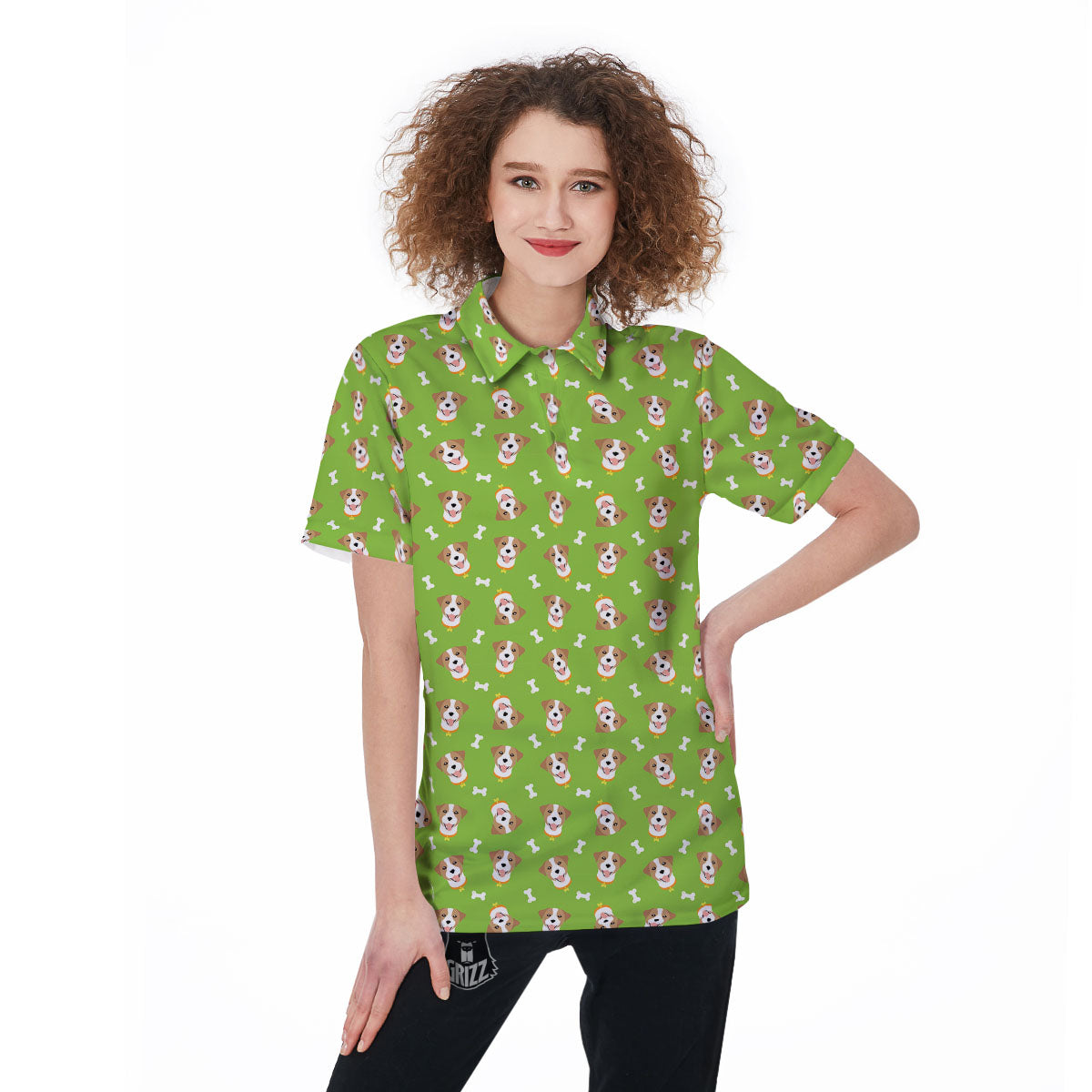 Jack Russell Terrier Happy Print Pattern Women's Golf Shirts-grizzshop