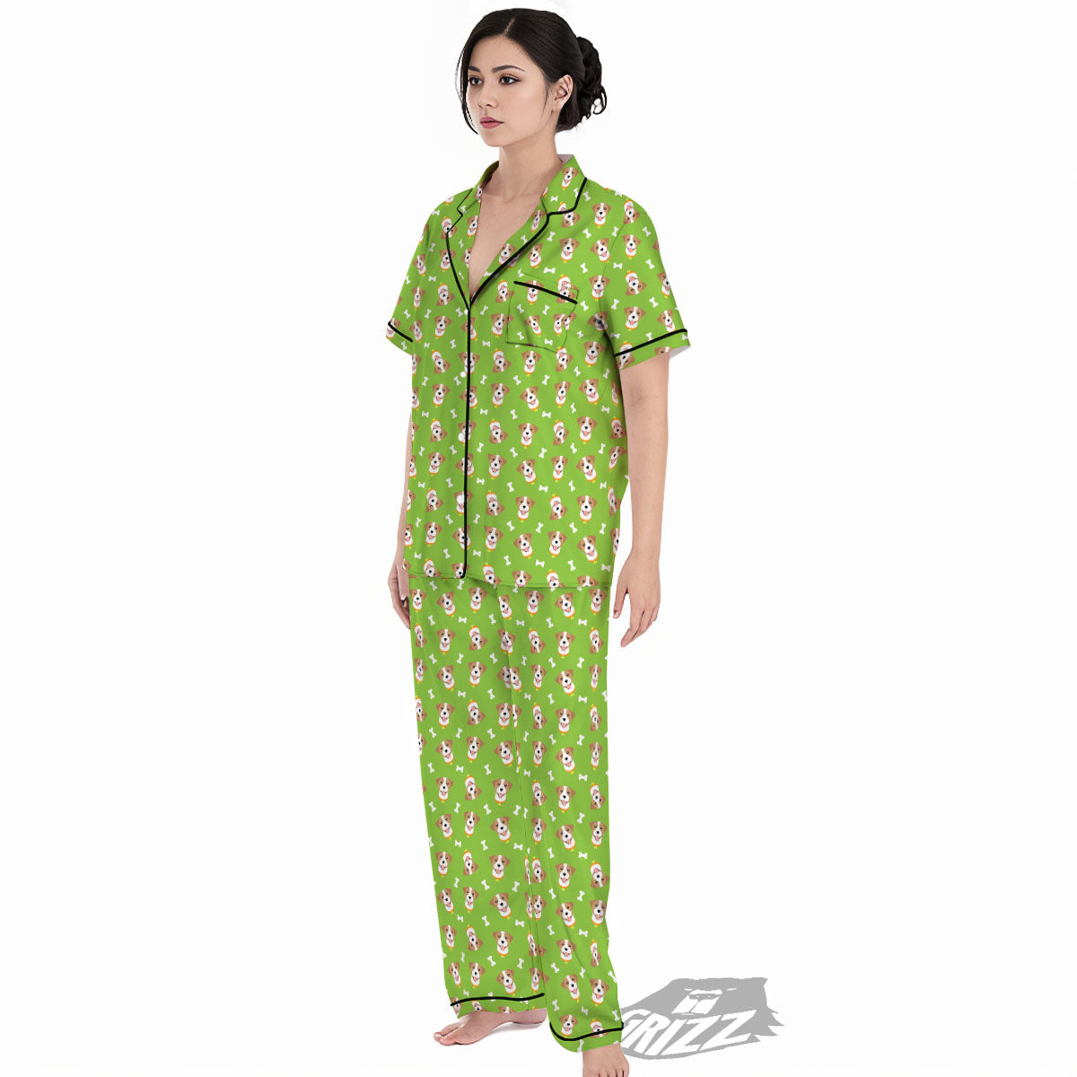 Jack Russell Terrier Happy Print Pattern Women's Pajamas Set-grizzshop
