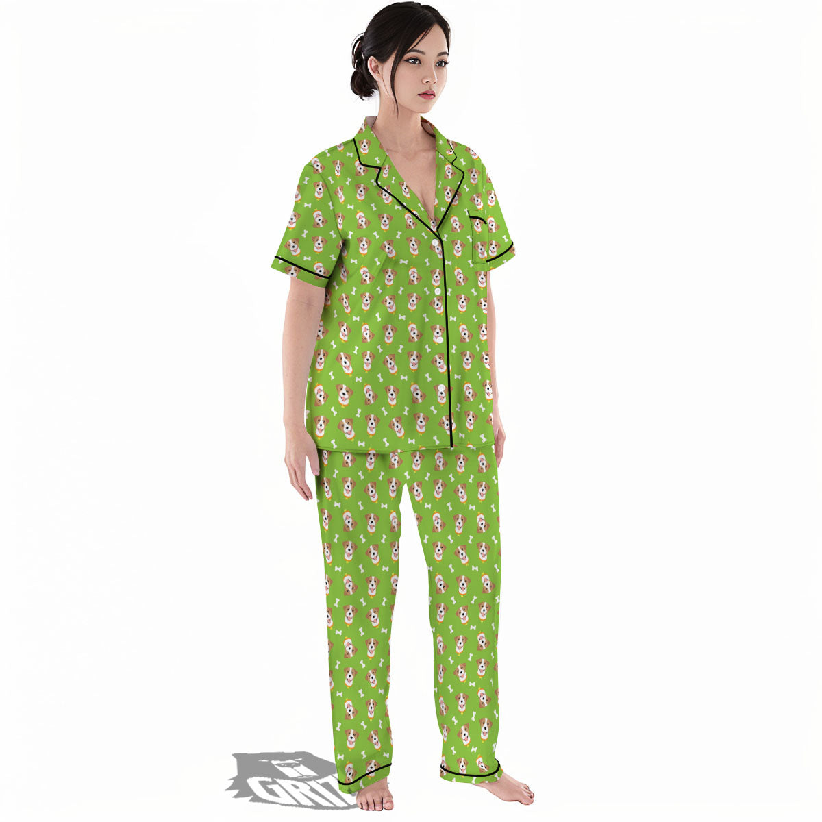 Jack Russell Terrier Happy Print Pattern Women's Pajamas Set-grizzshop