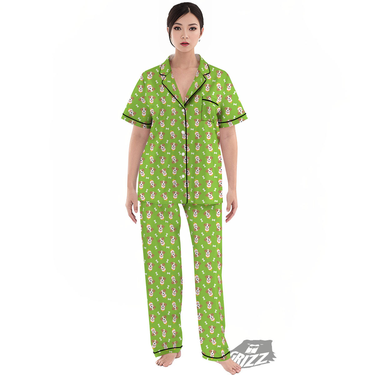 Jack Russell Terrier Happy Print Pattern Women's Pajamas Set-grizzshop