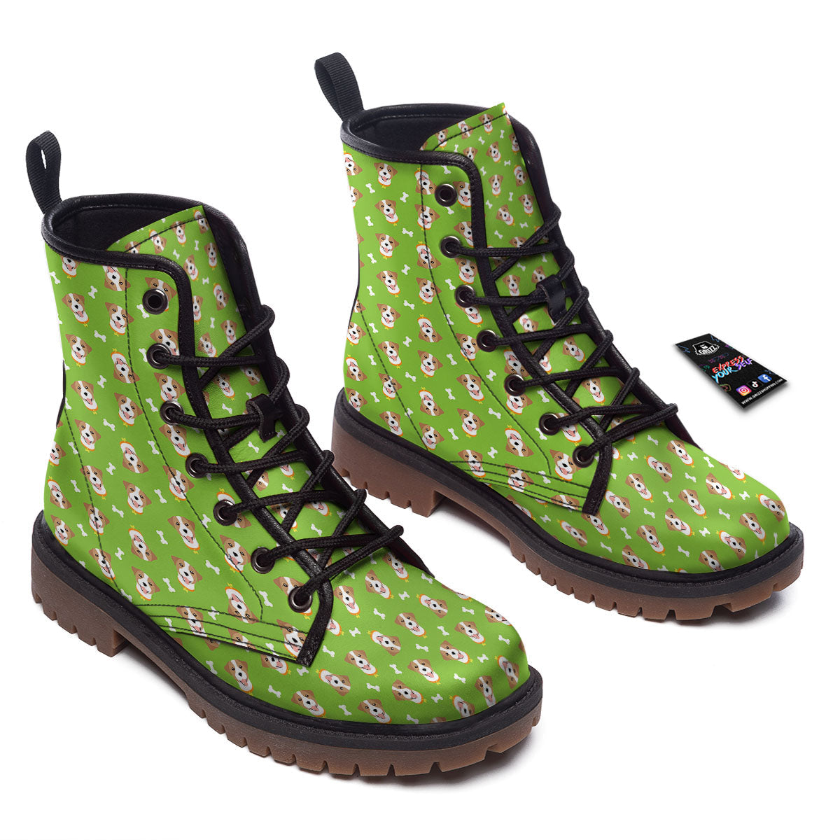 Jack Russell Terrier Happy Print Pattern Work Boots-grizzshop