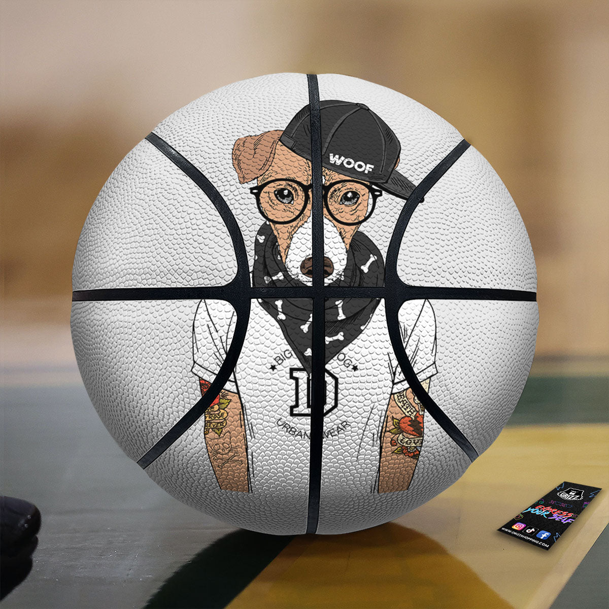 Jack Russell Terrier Hipster Print Basketball-grizzshop