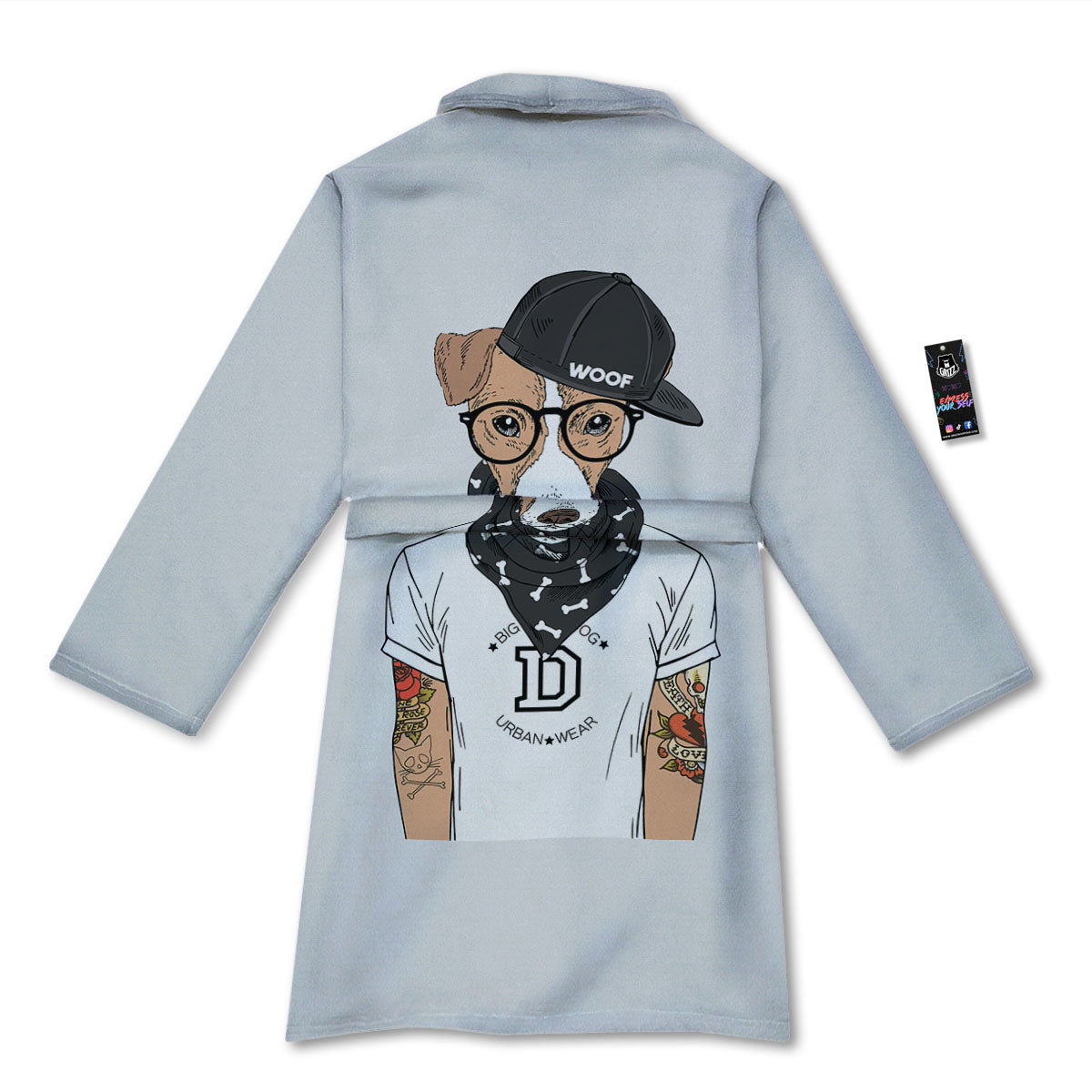 Jack Russell Terrier Hipster Print Bathrobe-grizzshop