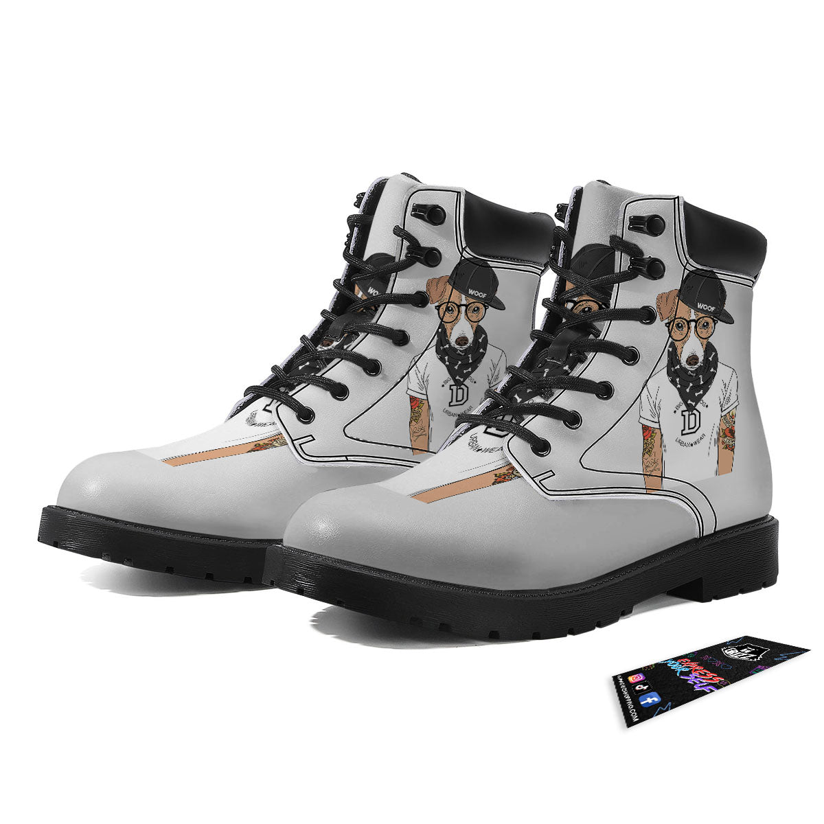 Jack Russell Terrier Hipster Print Boots-grizzshop