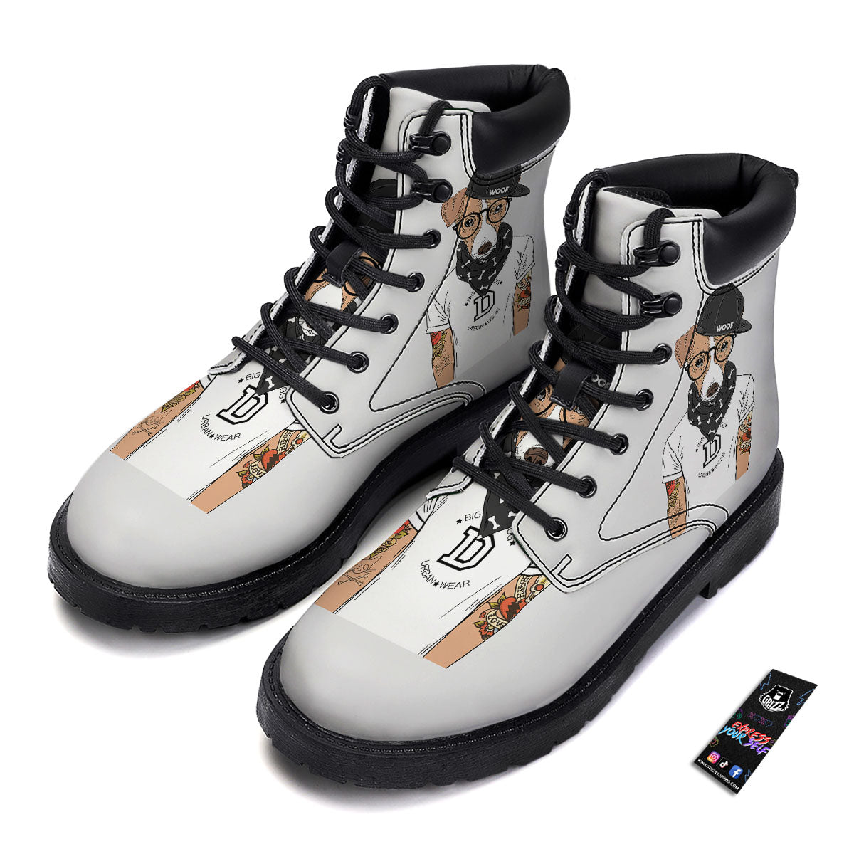 Jack Russell Terrier Hipster Print Boots-grizzshop