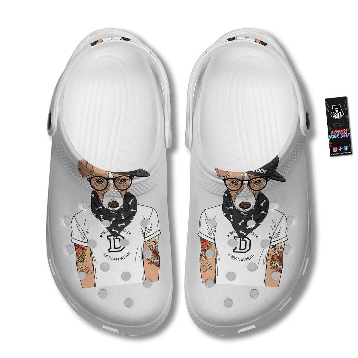 Jack Russell Terrier Hipster Print Clog-grizzshop