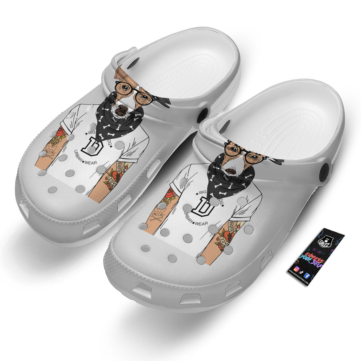 Jack Russell Terrier Hipster Print Clog-grizzshop