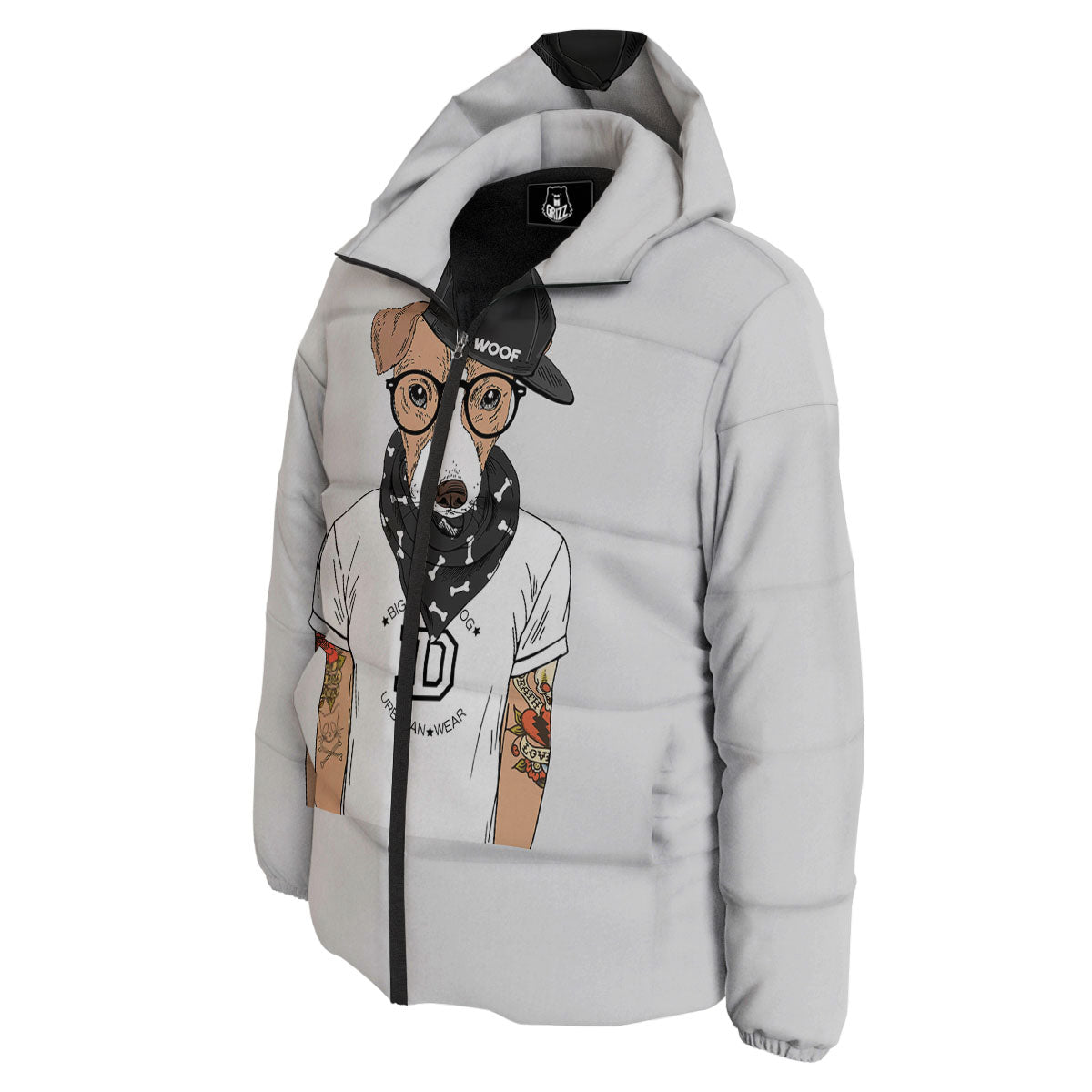 Jack Russell Terrier Hipster Print Down Jacket-grizzshop