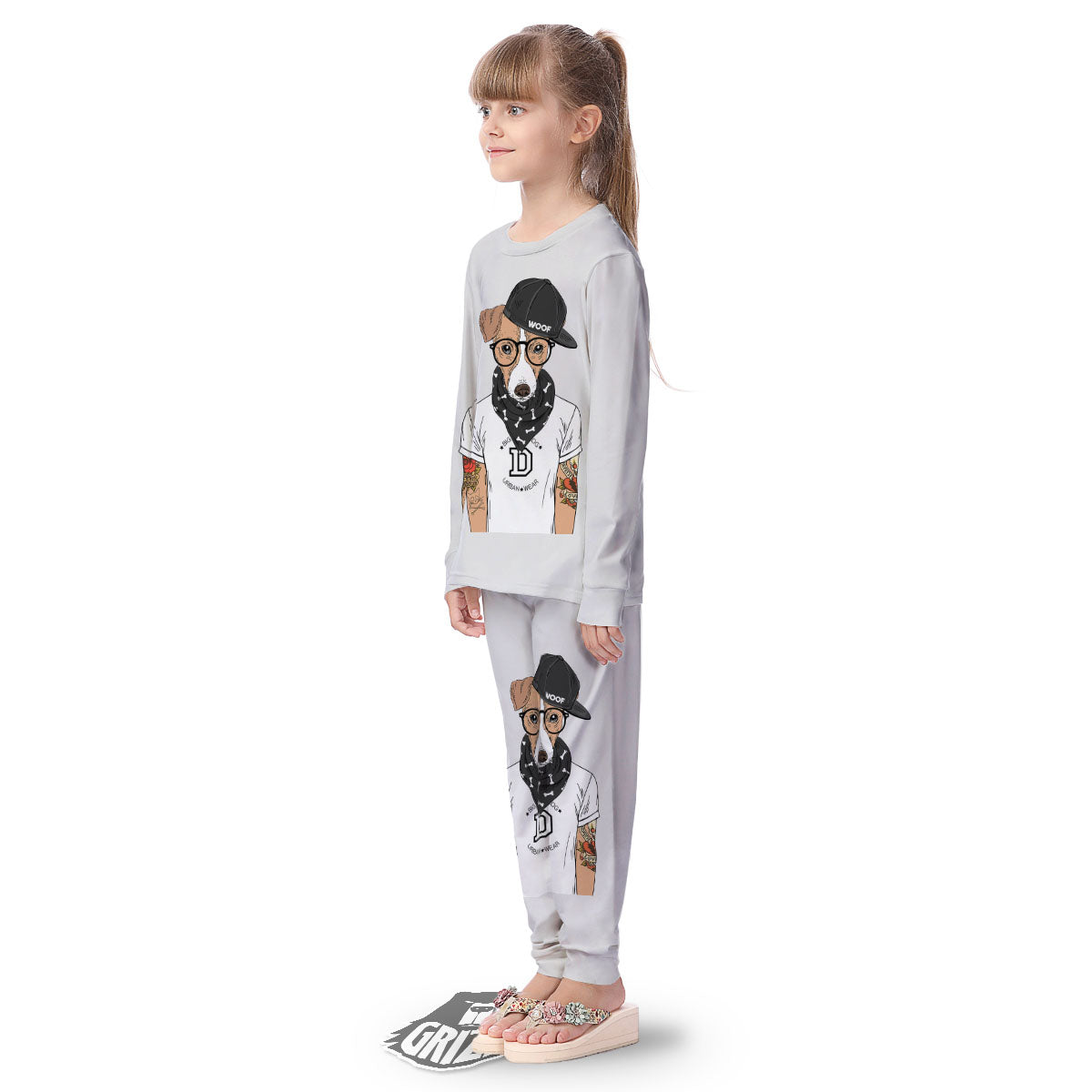 Jack Russell Terrier Hipster Print Kid's Pajamas-grizzshop