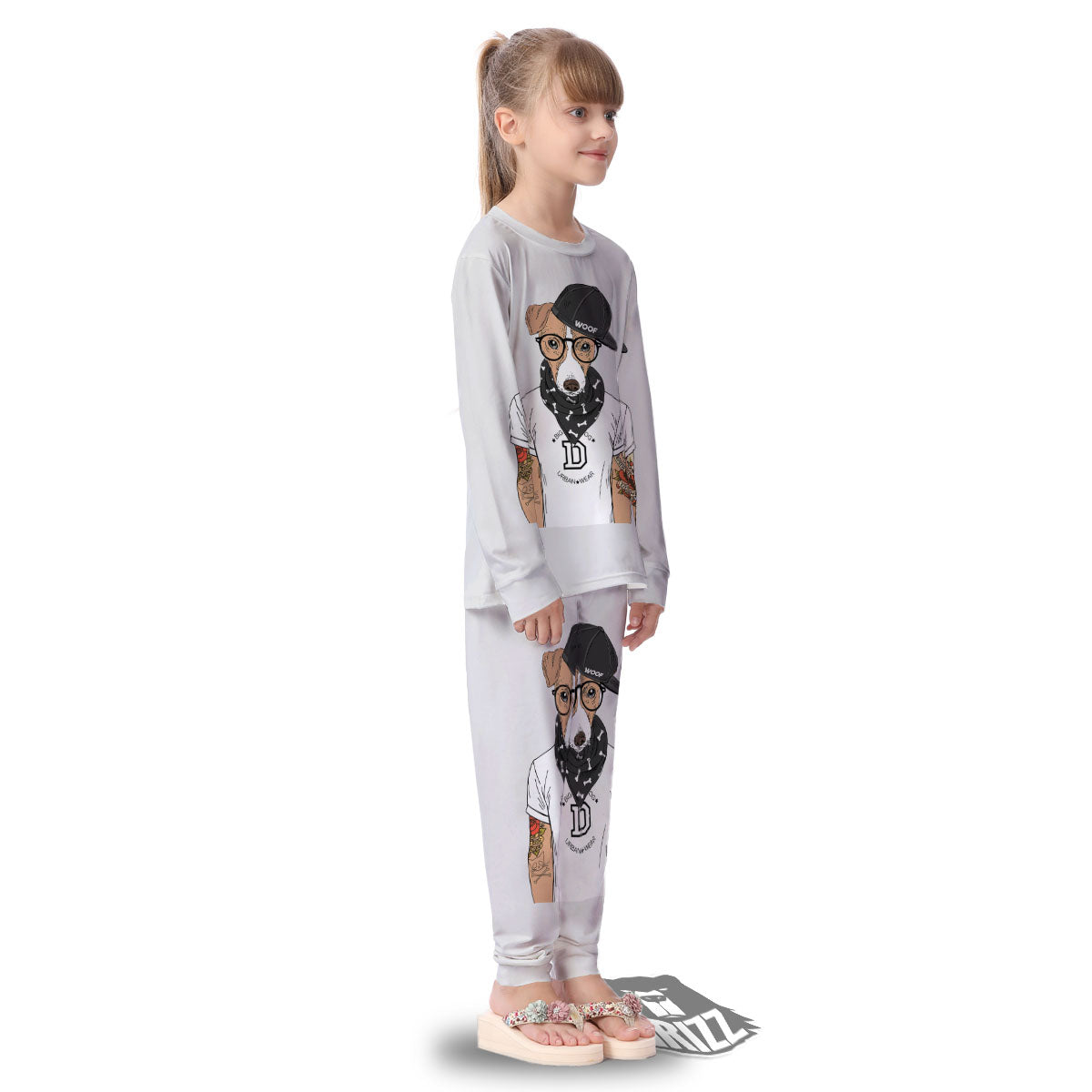 Jack Russell Terrier Hipster Print Kid's Pajamas-grizzshop