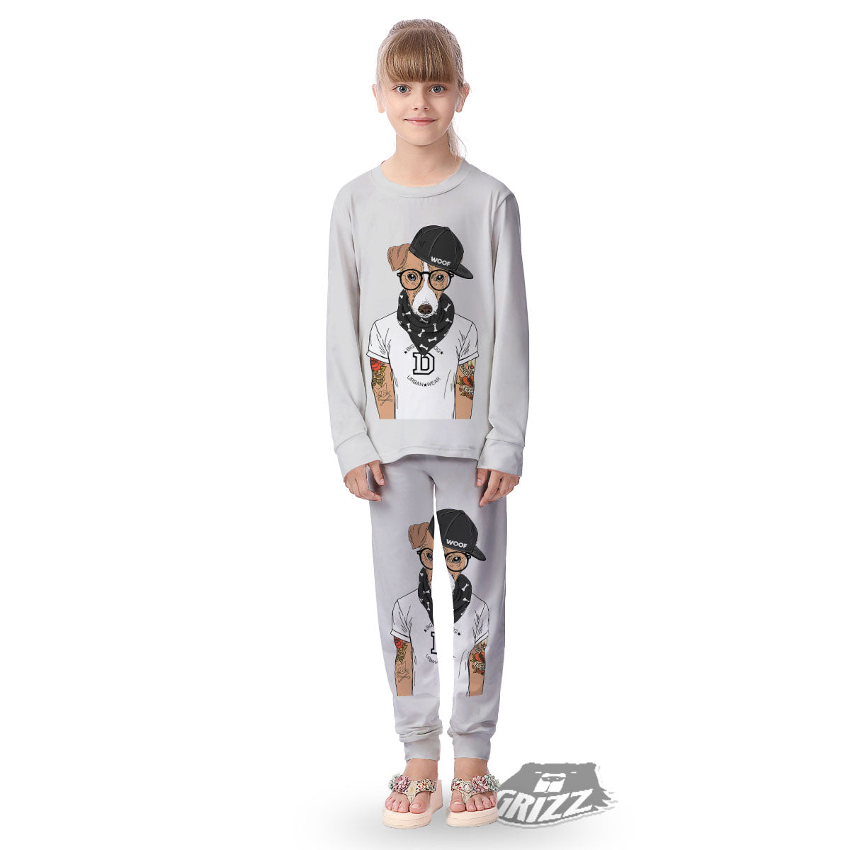 Jack Russell Terrier Hipster Print Kid's Pajamas-grizzshop