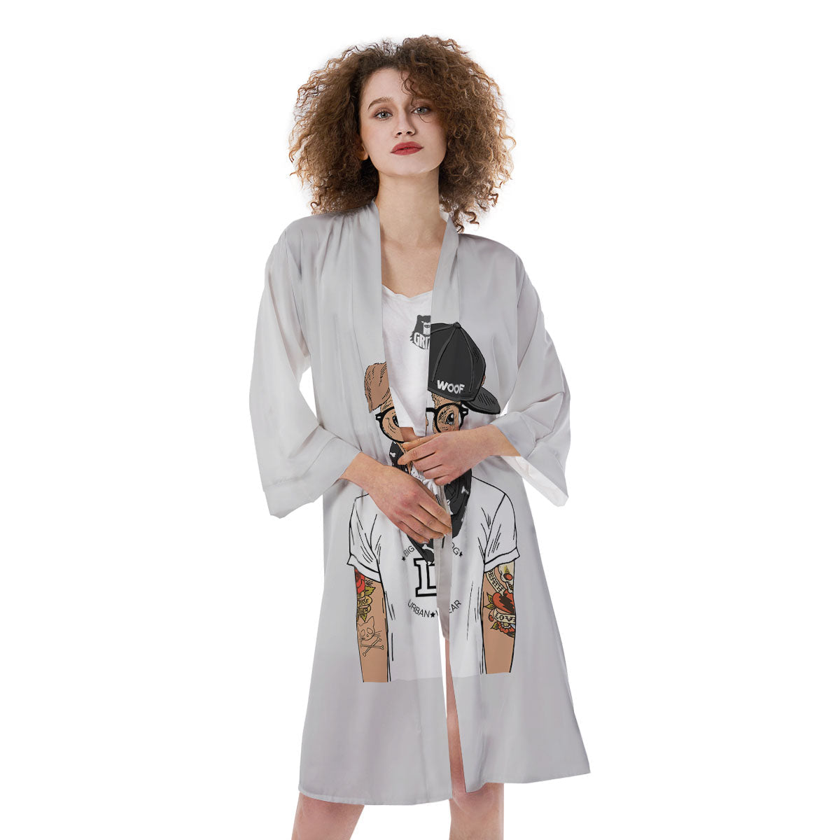 Jack Russell Terrier Hipster Print Kimono-grizzshop