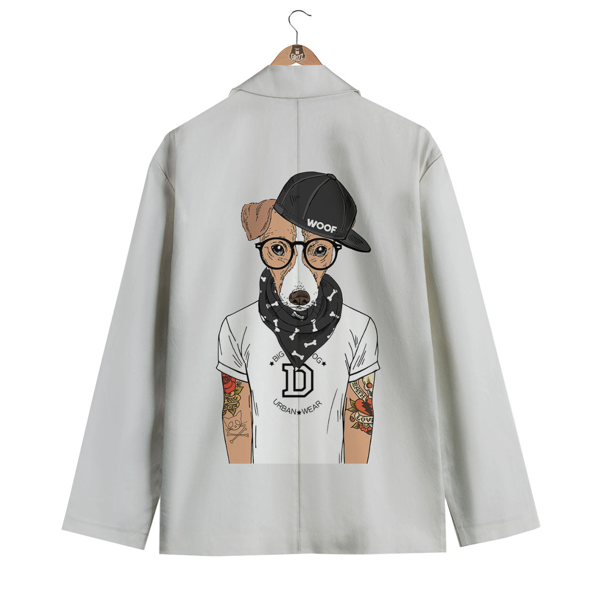 Jack Russell Terrier Hipster Print Men's Blazer-grizzshop
