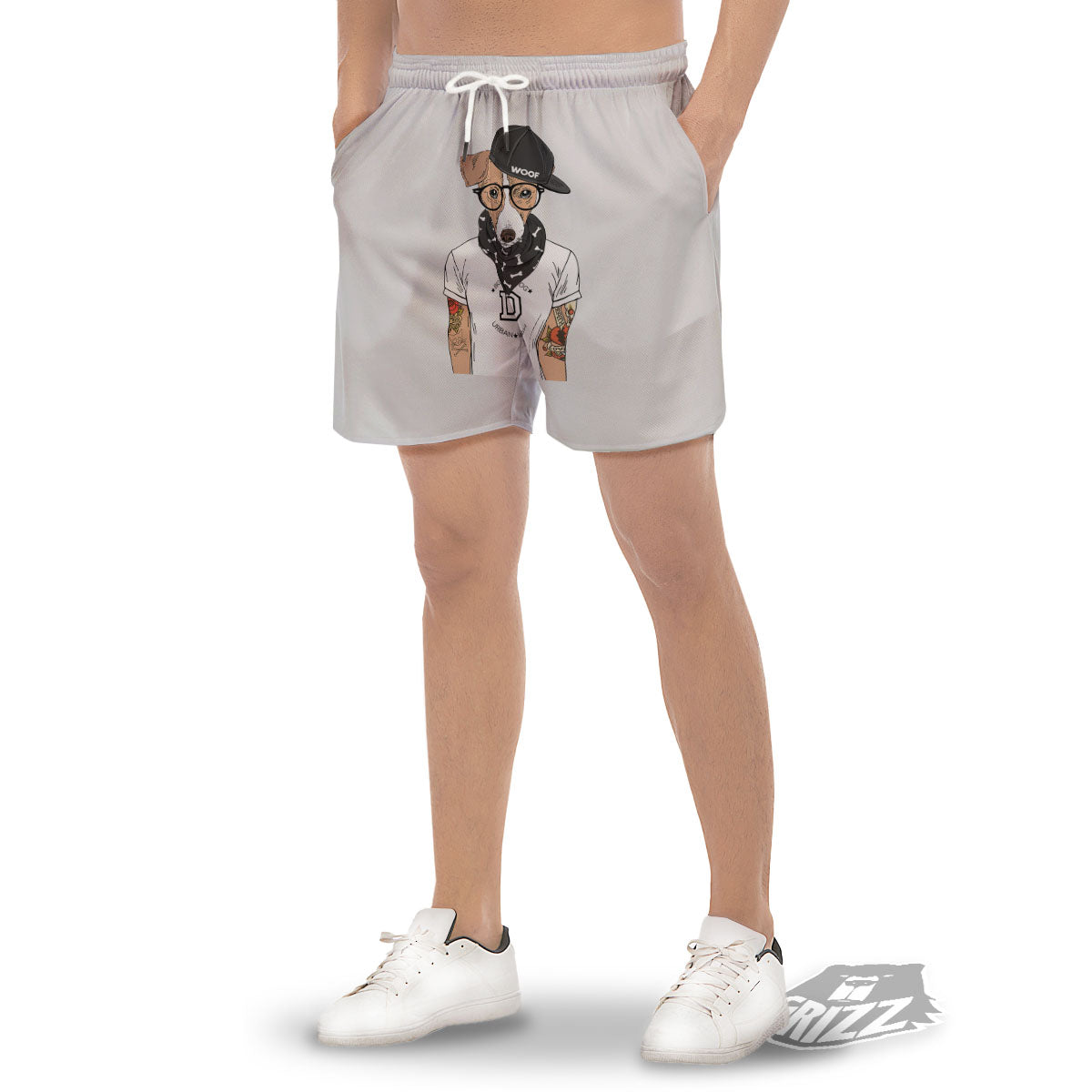 Jack Russell Terrier Hipster Print Men's Gym Shorts-grizzshop